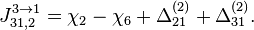 J_{31,2}^{3\to 1} = \chi_{2} - \chi_{6} + \Delta_{21}^{(2)} + \Delta_{31}^{(2)}.